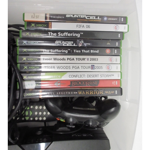 1051 - Original Xbox console with one controller and ten games