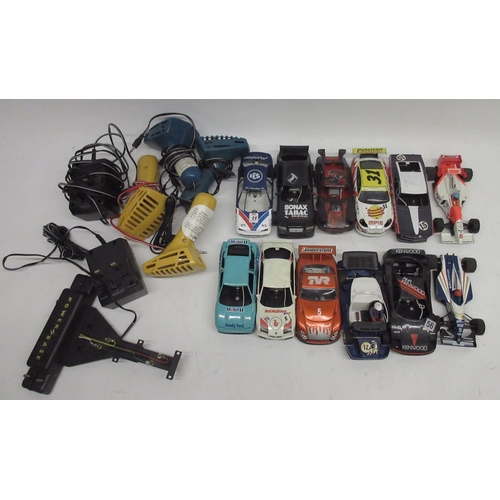 1203 - Shane Lynch collection - various used Scalextric models cars and spare parts, hand controllers, etc.