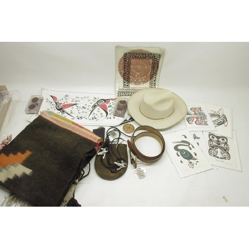 569 - Licinio Chavez Sanchez Mexico, La Guadalupana  Elegant woven cattleman's hat; Mexican wool poncho; o... 