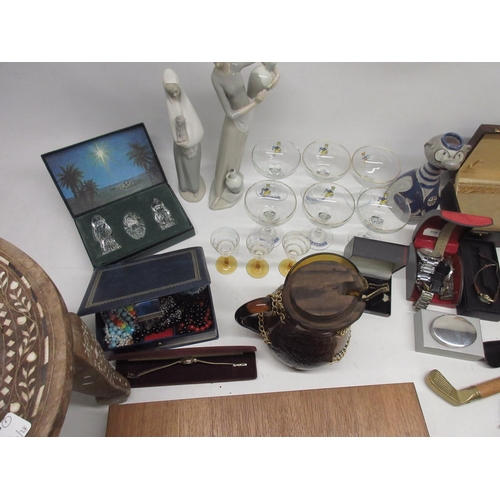 765 - Various collectables, incl. Babycham glasses, wristwatches, costume jewellery, cutlery in case, Indi... 