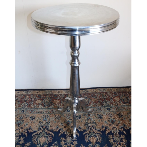 135 - Aluminium bar table, on tripod base, H111cm