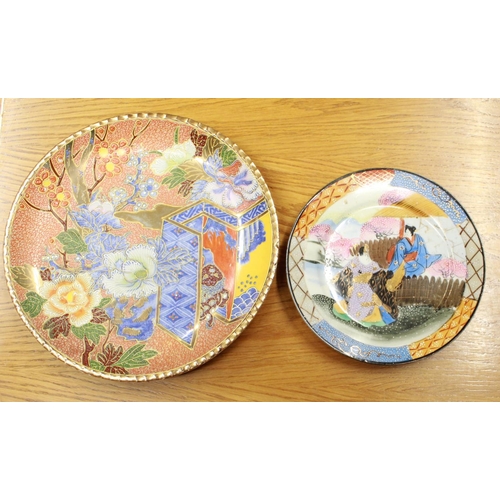 1037 - Two decorative Satsuma plates with makers marks to rear