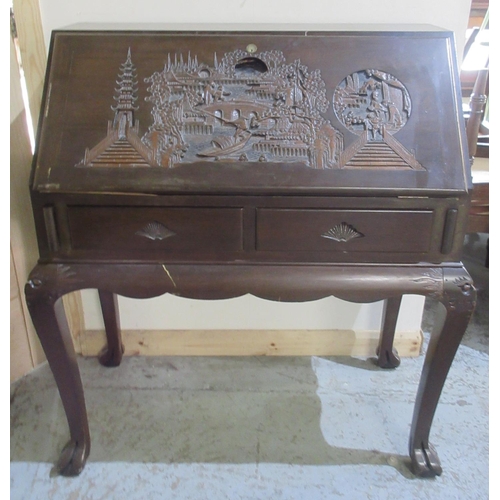 1085 - Chinese carved hardwood bureau