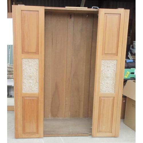 1242 - Victorian satin walnut wardrobe, shaped cornice above single mirror door and long drawer on skirted ... 