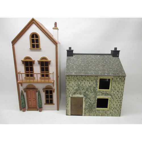 278 - Three-storey unfurnished town house dolls house, painted white, and another unfurnished dolls house