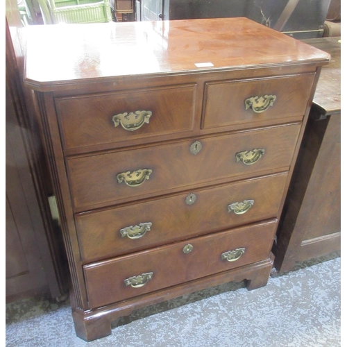 643 - Queen Anne style figured walnut TV cabinet with faux five drawer front, on bracket feet, W72cm D46cm... 