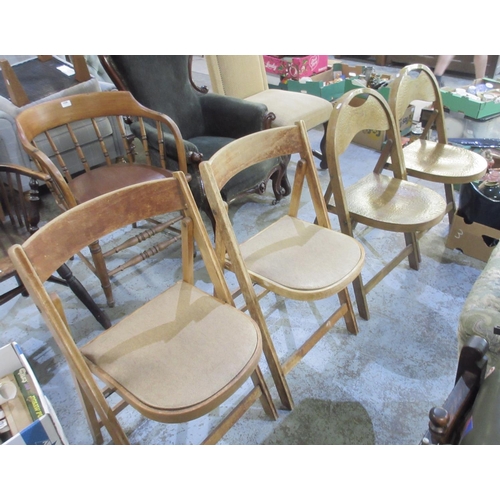 657 - Pair of Stoe Kamnik, Yugoslavian folding bentwood chairs with crocodile skin moulded seats and a pai... 