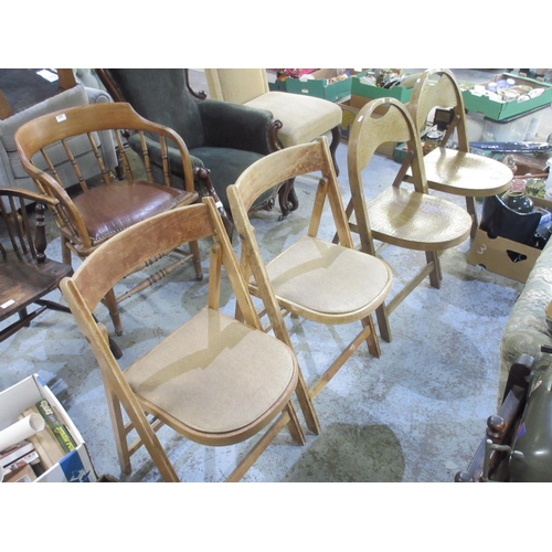 657 - Pair of Stoe Kamnik, Yugoslavian folding bentwood chairs with crocodile skin moulded seats and a pai... 