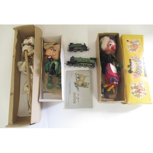1231 - Boxed Pelham Puppets - SL18 Skeleton, A3 Baby Dragon and Scotsman, Two Hornby 00 gauge locos and an ... 