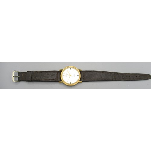 534 - Saga by Timex Model 84 gold plated electric wristwatch, signed sunburst silvered dial, applied baton... 