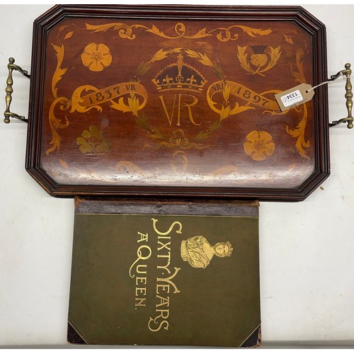 1334 - Julia Bradbury Collection: Victoria Diamond Jubilee mahogany tray inlaid with Crown, VR, 1837-1897 e... 