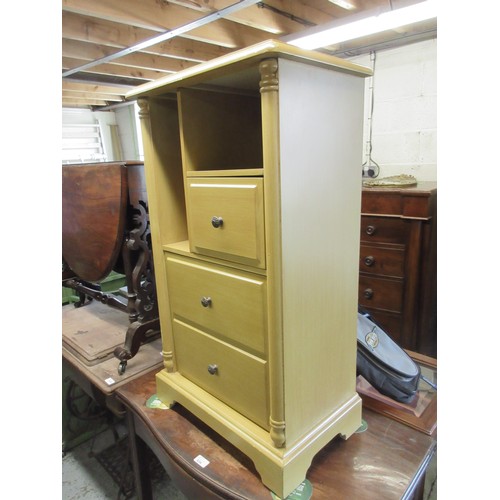 1171 - Stained and grained finish storage unit with open shelves, single drawer and cupboard, W52cm D32cm H... 