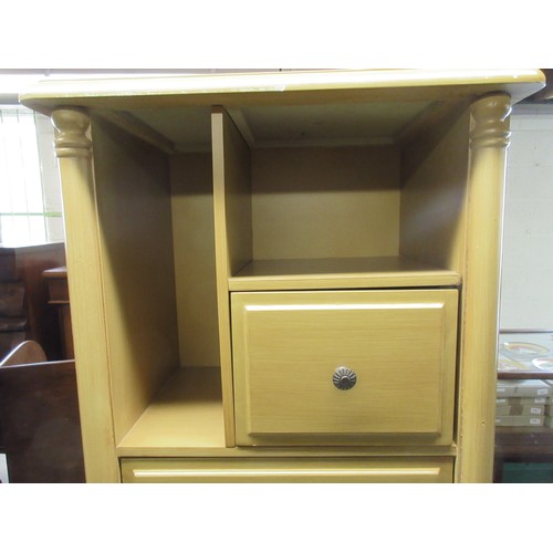 1171 - Stained and grained finish storage unit with open shelves, single drawer and cupboard, W52cm D32cm H... 