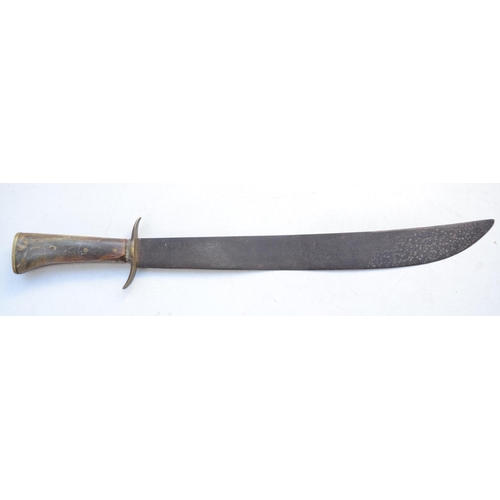 1555 - Vintage horn handled machete, no makers marks. Blade length 45cm, overall length 58.5cm