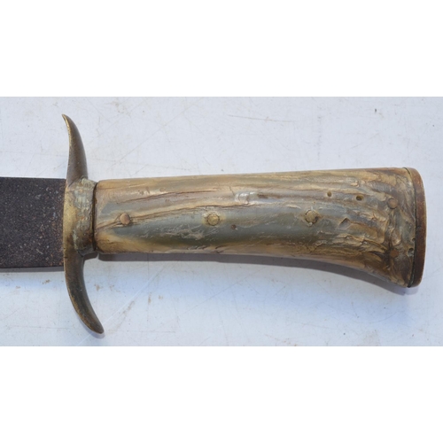 1555 - Vintage horn handled machete, no makers marks. Blade length 45cm, overall length 58.5cm