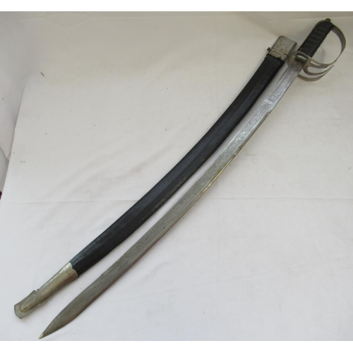 1553 - 20th Century reproduction Indian cavalry sword with scabbard, blade L28''. With pair of 20th Century... 