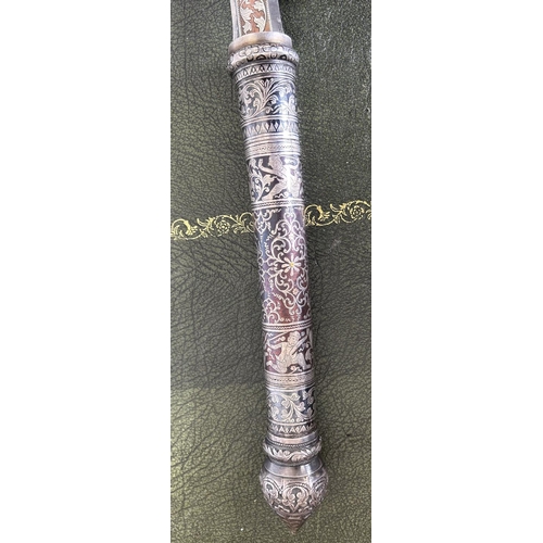 1477 - Burmese silver and niello silver (white metal) Dha sword, 24