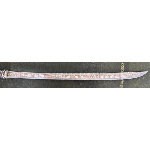 1477 - Burmese silver and niello silver (white metal) Dha sword, 24