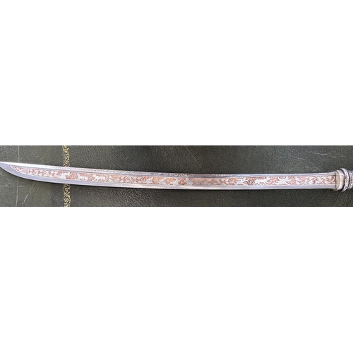 1477 - Burmese silver and niello silver (white metal) Dha sword, 24