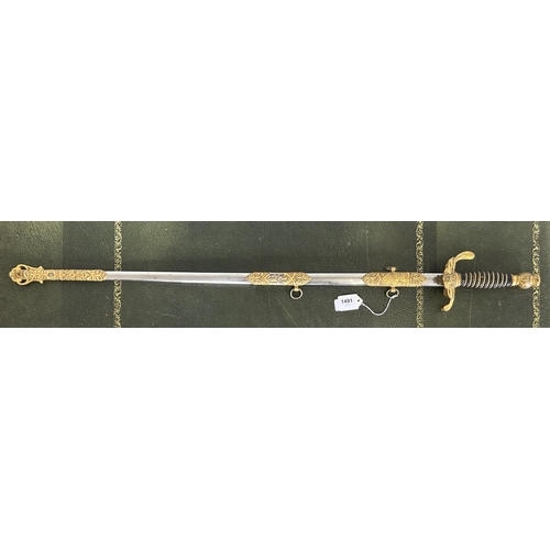 1491 - American Masonic lodge sword, circa 1910, the blade with engraved details and named to `Fred W Cole'... 