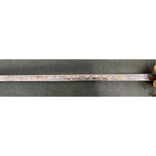 1491 - American Masonic lodge sword, circa 1910, the blade with engraved details and named to `Fred W Cole'... 