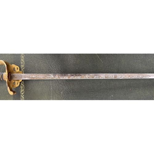 1491 - American Masonic lodge sword, circa 1910, the blade with engraved details and named to `Fred W Cole'... 