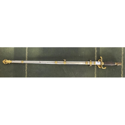 1492 - American Masonic lodge sword, the engraved blade named to `Hermann Mattke' overall 36