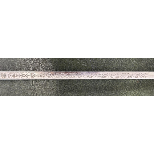 1492 - American Masonic lodge sword, the engraved blade named to `Hermann Mattke' overall 36