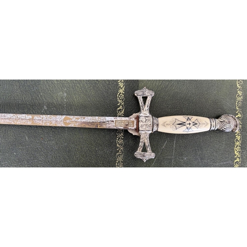 1494 - 19th/20th century American Masonic lodge sword named to `Arthur D. Kerker' overall 38