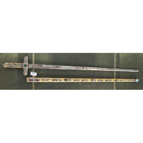 1495 - Unusual late 19th century jewelled sword, 29.5