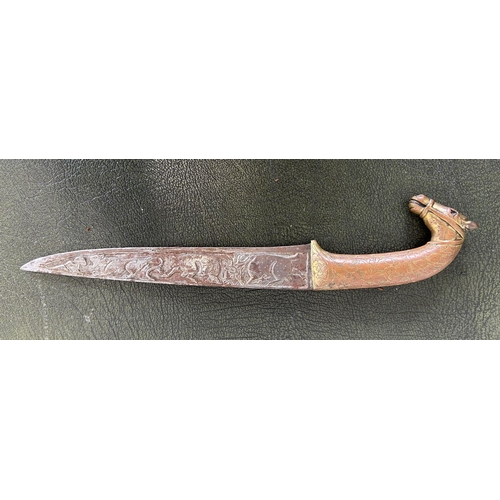 1498 - Brass mounted Indian horse head dagger, 9