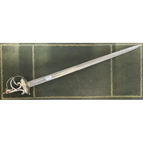 1512 - Reproduction of an English civil war period sword, the blade marked `Cromwell'. 102cm overall