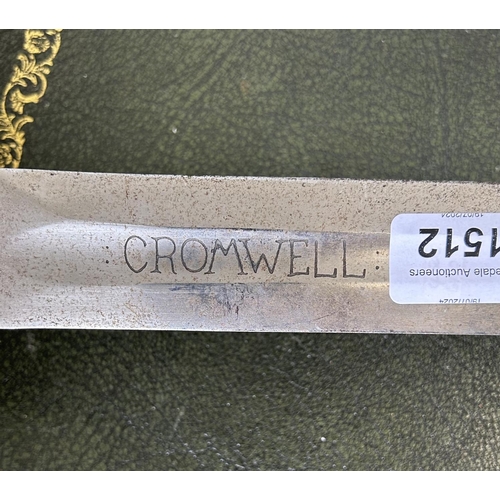 1512 - Reproduction of an English civil war period sword, the blade marked `Cromwell'. 102cm overall