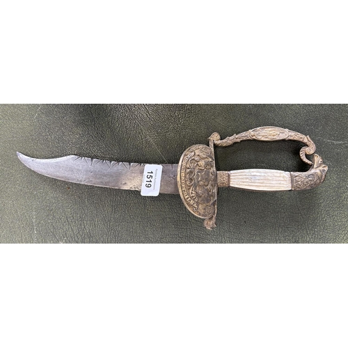 1519 - Unusual dagger with Republic of Chile officers sword hilt, 9.5