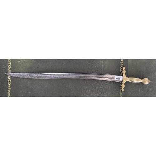 1520 - Late 19th century short sword, the blade from a French Chassepot bayonet with added brass hilt