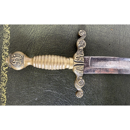 1520 - Late 19th century short sword, the blade from a French Chassepot bayonet with added brass hilt