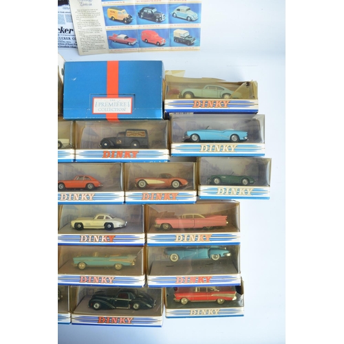 399 - Collection of boxed diecast car models from Dinky, most attached to bases and generally in mint cond... 