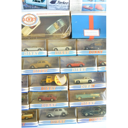 399 - Collection of boxed diecast car models from Dinky, most attached to bases and generally in mint cond... 