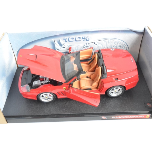 403 - Three 1/18th scale diecast Ferrari model cars from Hot Wheels to include F355 Spider, Dino 246GTS an... 