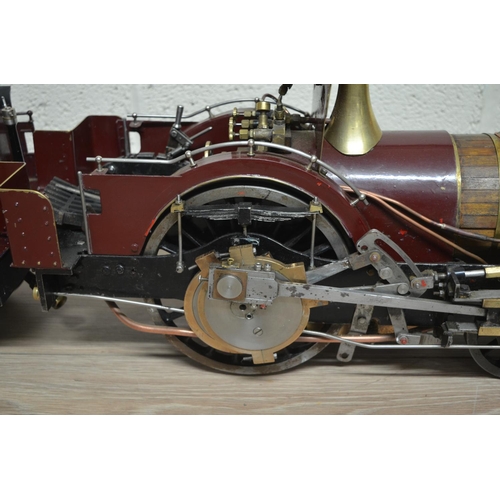 411 - Large and heavy solidly built Crampton metal live steam vintage wooden clad locomotive model, approx... 