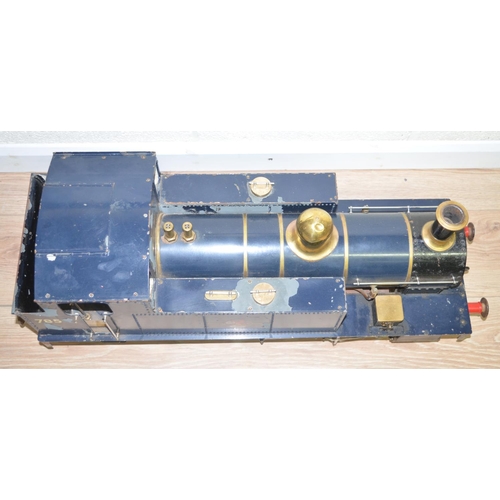 412 - Large solidly built and very heavy metal live steam 0-6-0 tank engine model, approx. L83cm, no boile... 