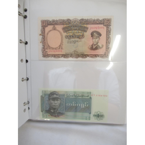 601 - Numis folder w/slip-case cont. various bank notes to inc. Military Currency 1 Yen, Japanese Governme... 