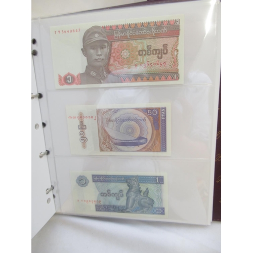 601 - Numis folder w/slip-case cont. various bank notes to inc. Military Currency 1 Yen, Japanese Governme... 