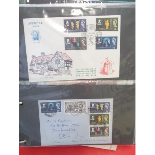 680 - Collection of C20th British stamps and FDCs in 4 folders and 1 album, to inc. used Penny Black, 16 P... 