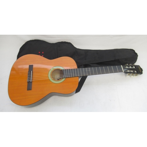 857 - Clifton 6 string acoustic guitar with black carry bag, Lorenzo 6 string acoustic guitar with black c... 