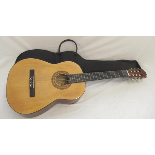 857 - Clifton 6 string acoustic guitar with black carry bag, Lorenzo 6 string acoustic guitar with black c... 