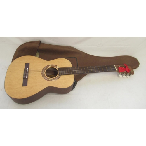 857 - Clifton 6 string acoustic guitar with black carry bag, Lorenzo 6 string acoustic guitar with black c... 