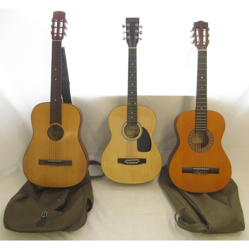 858 - Falcon Model no. F200N 6 string acoustic guitar, Encore ENC36N 6 string acoustic guitar with beige c... 