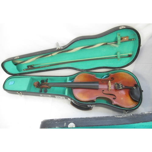 862 - Collection of 5 Chinese violins, some lacking bows and strings, all in individual cases