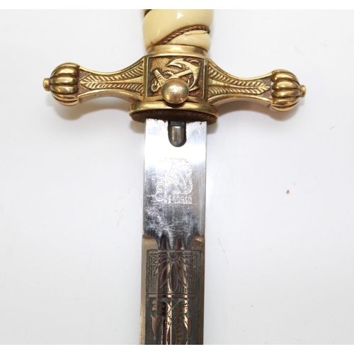 1562 - WWII German Navy Kriegsmarine dress dagger. This example has the bolt of lightning design to scabbar... 